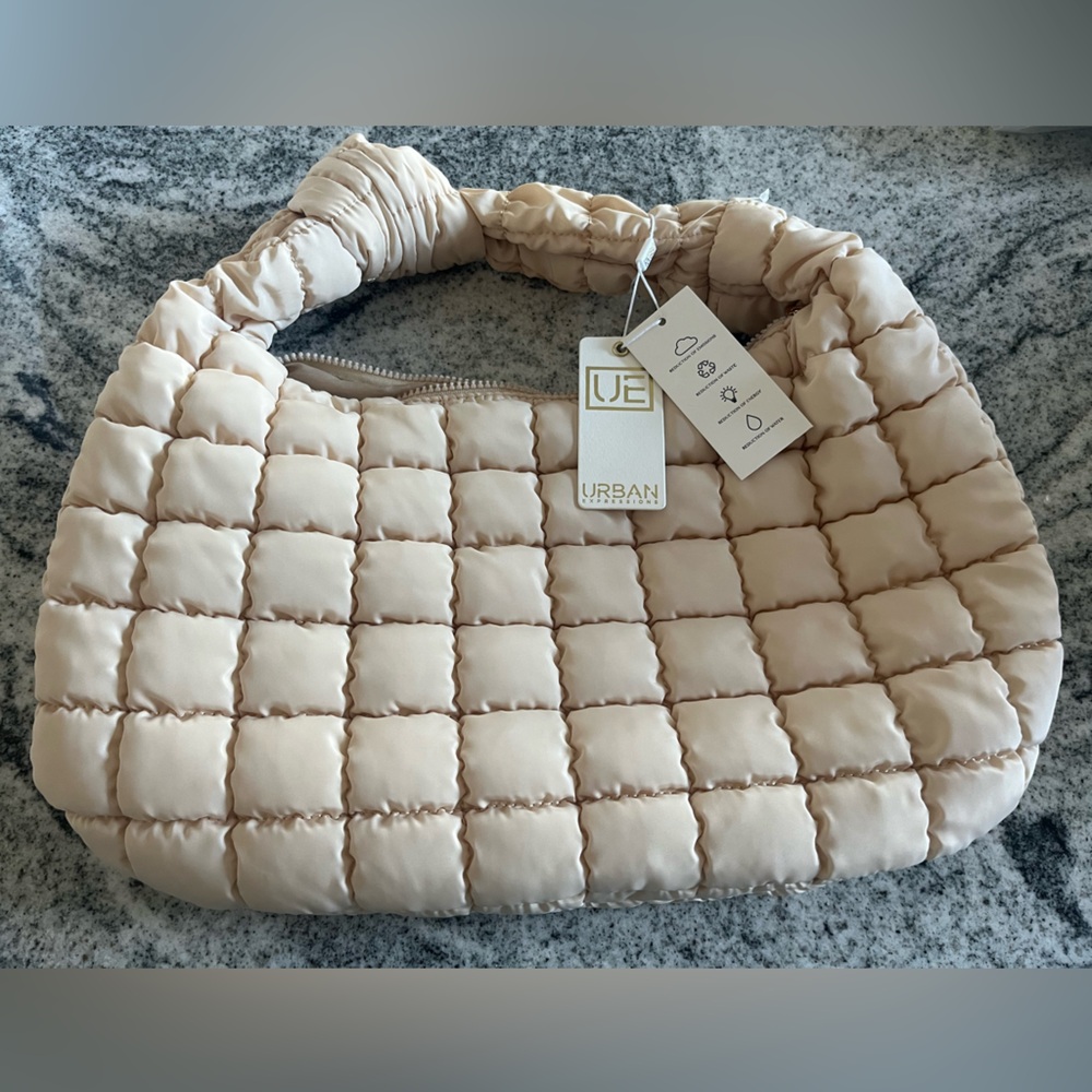 Urban Expressions Cream Quilted Puffy Bag